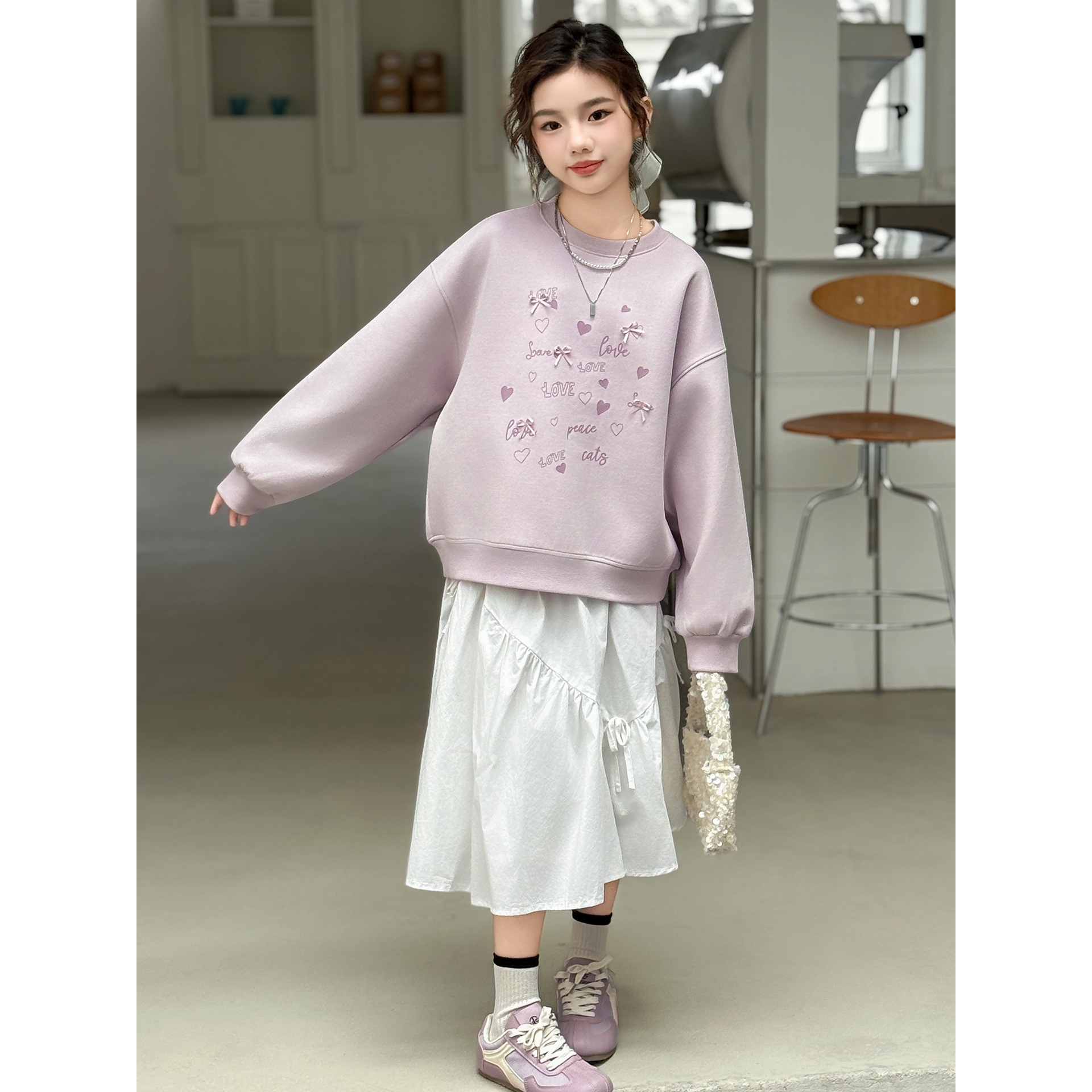 女童卫衣春秋装女大童韩系穿搭上衣儿童打底衫女孩初中生长袖T恤