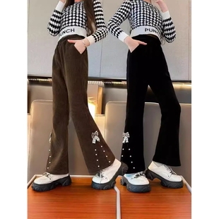 女童裤子秋季灯芯绒新款儿童夏装喇叭裤网红洋气中大童女孩微喇裤