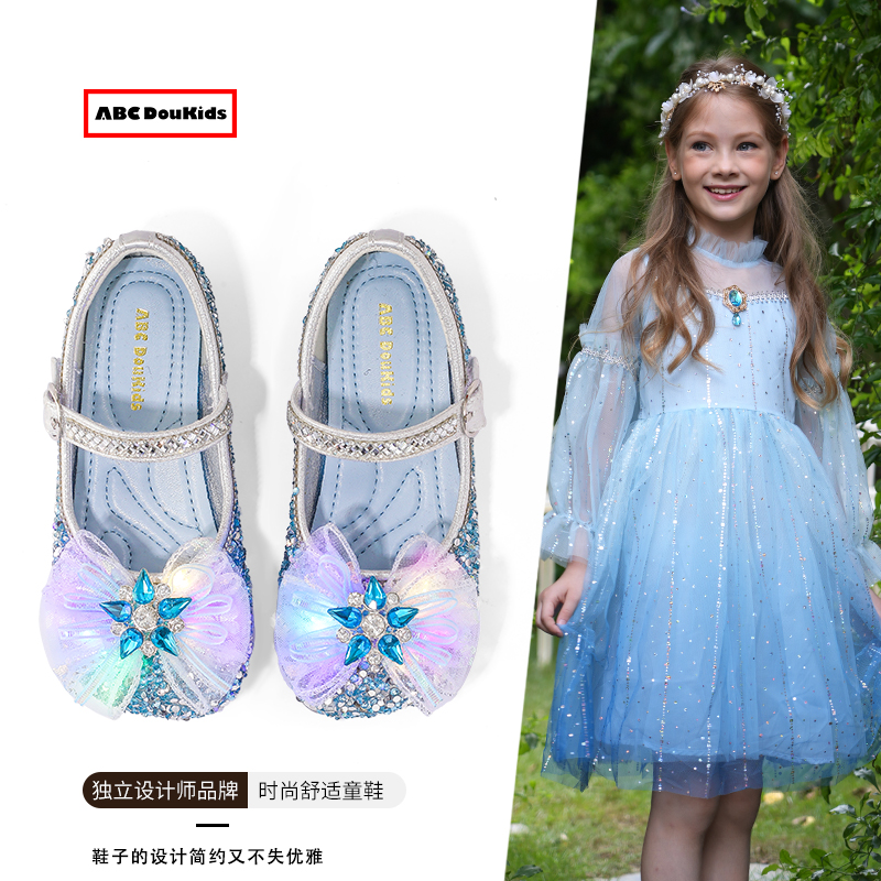 女童水晶閃亮蝴蝶結公主鞋