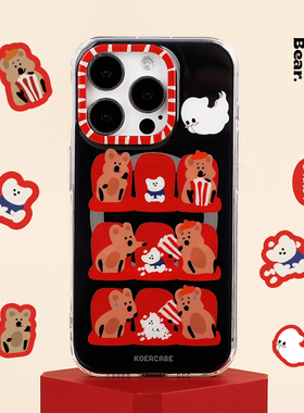 KOERCASE 爆米花玩偶熊小幽灵手机壳磁吸涂鸦甜美少女心卡通插画原创意小众适用苹果16iPhone15ProMax14Pro13