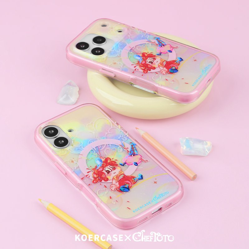 KOERCASE-ChefToto棉花糖气球磁吸手机壳亮面甜美可爱卡通插画原创意涂鸦小众适用苹果15iPhone16ProMax17Pro