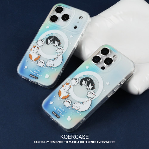 KOERCASE黑白橘猫咪小幽灵手机壳