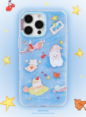KOERCASE 初冬萌宠猫狗小幽灵手机壳涂鸦呆萌甜美少女 卡通插画原创意小众适用苹果16iPhone15ProMax14Pro17