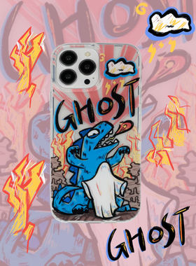 KOERCASE 喷火怪兽小幽灵手机壳个性双层IMD涂鸦可爱恶搞 卡通插画原创小众适用苹果17iPhone15ProMax14Pro16