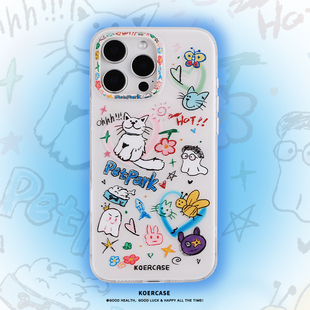 KOERCASE 猫咪生活常态小幽灵手机壳甜美少女有趣 卡通插画原创意涂鸦小众适用苹果16iPhone15ProMax14Pro17