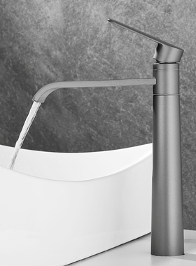 枪灰色台上盆单冷全铜水龙头面盆冷热洗脸盆浴室手池浴室旋转户外