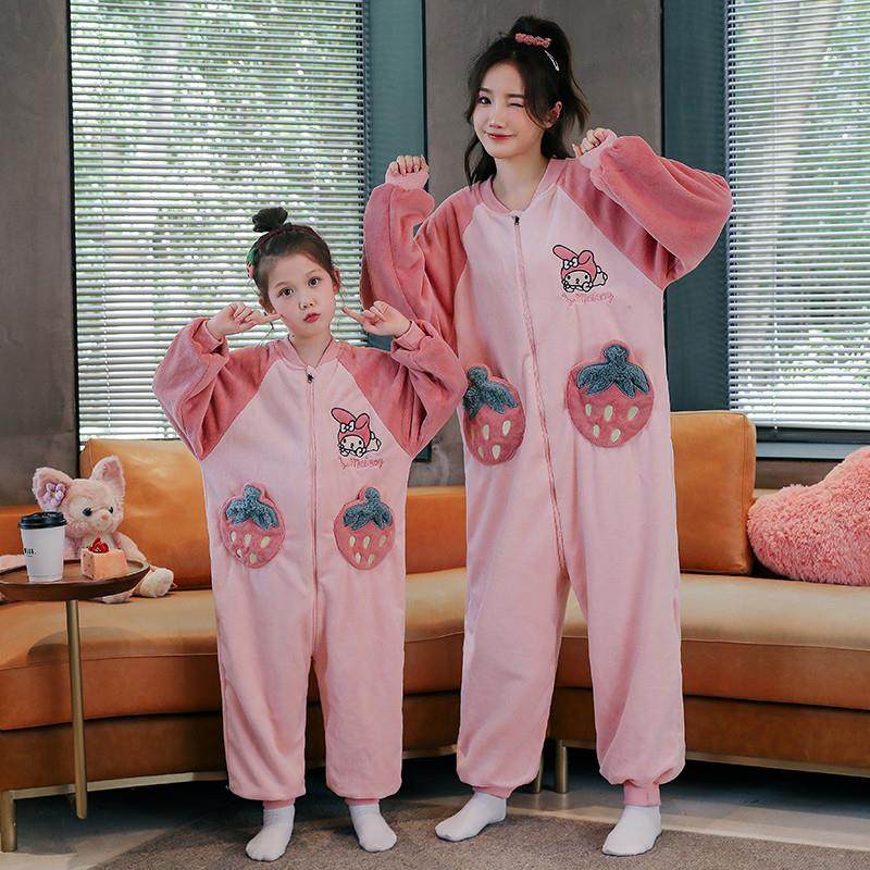 儿童连体睡衣秋冬季法兰绒女童宝宝珊瑚绒母女亲子装睡袋家居服12,童装/婴儿装/亲子装,家居服连体衣,淘宝优惠券,粉丝福利购,淘宝优惠卷