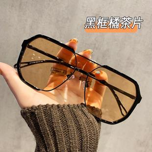 开车防紫外线司机镜大框双梁近视太阳镜可配度数 黑框茶色墨镜男士