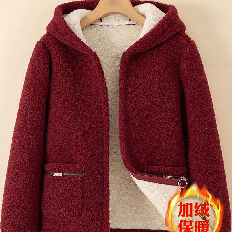 颗粒绒外套妈妈连帽卫衣加绒保暖洋气上衣中老年人衣服奶奶秋冬装,女装/女士精品,中老年女装,淘宝优惠券,粉丝福利购,淘宝优惠卷