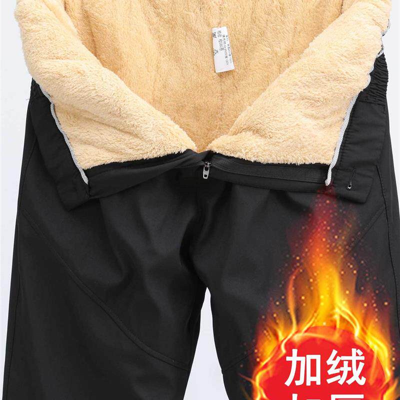 爸爸加绒裤子男棉裤外穿秋冬款加厚羊羔绒休闲裤老年人爷爷保暖裤