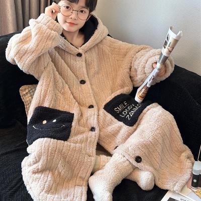 男童秋冬款珊瑚绒睡衣家居服2025新款冬季加绒加厚儿童法兰绒睡袍