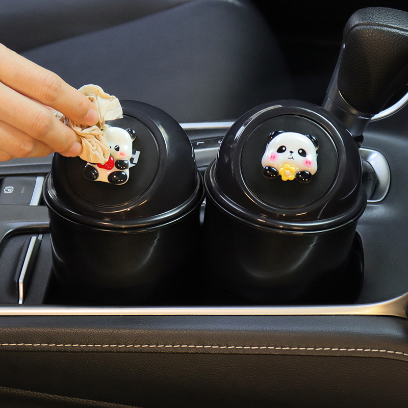 卡通可爱车载垃圾桶收纳内饰