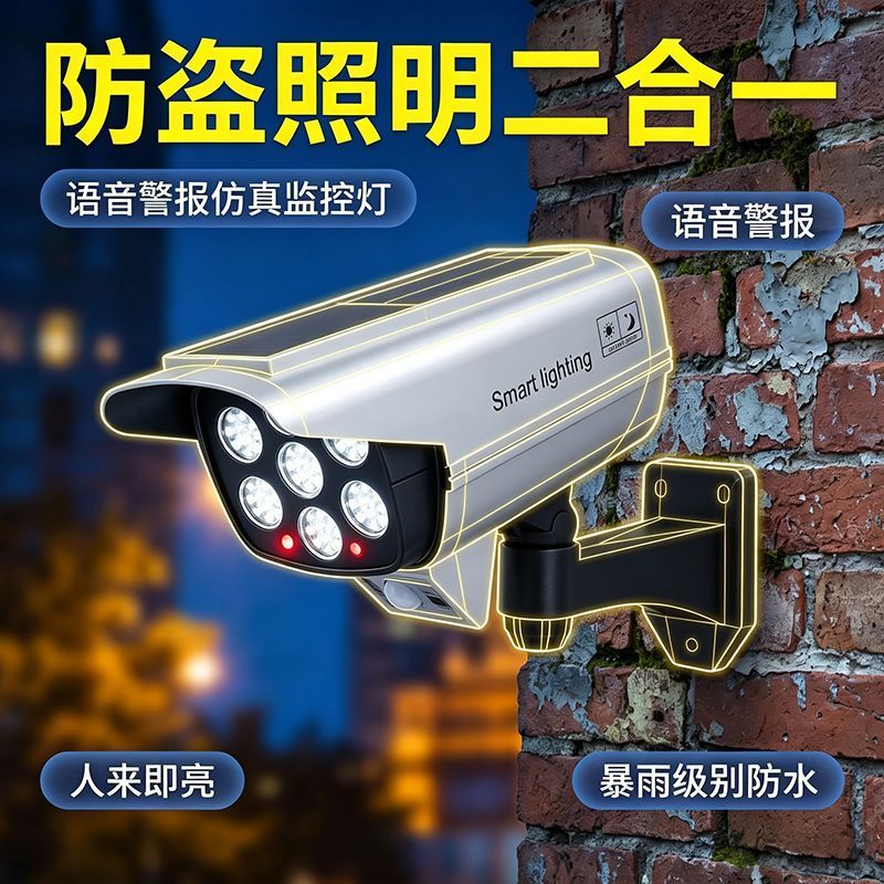 假监控器仿真语音智能新款语音提示来人报警太阳能充电仿真摄像人