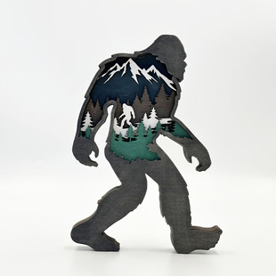 北美森林动物家居野人木制雕刻北极熊鹈鹕装饰木质摆件工艺品创意