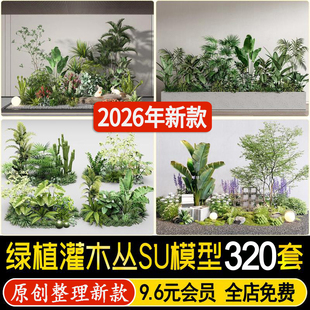 草图大师园林景观绿植灌木丛公园小区庭院绿篱植物搭配组团SU模型