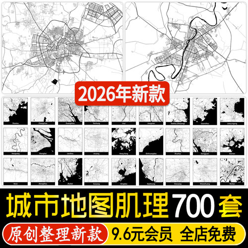 PS/AI城市地图矢量肌理线条北上广深国内外地图线区位分析eps素材
