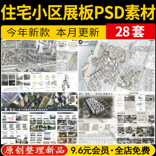 居住区住宅小区建筑景观规划设计PSD展板模板PS分析图分层源文件