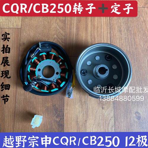适用越野机车宗申CQR/CB250磁电机线圈链条机12极两孔直流定子总
