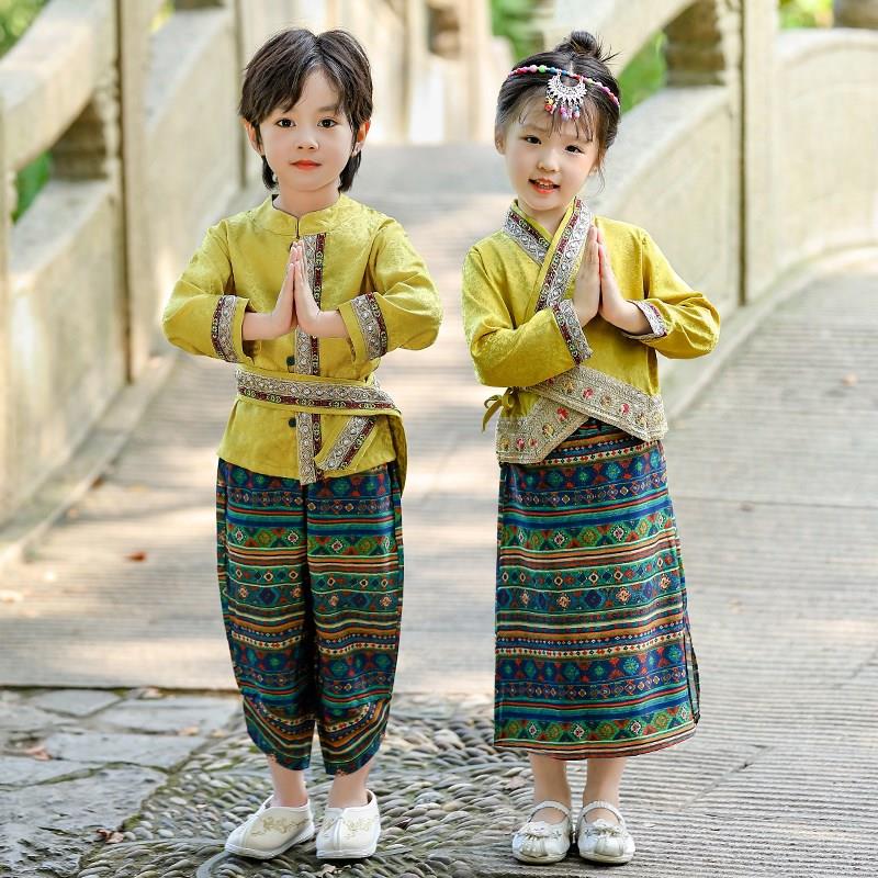 傣族服装男女 童旅游少数民族服西双版纳舞蹈服幼儿园表演服