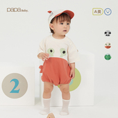 papa爬爬夏季 新款 男女宝宝动物包屁衣纯棉可爱婴儿连体衣外出超萌