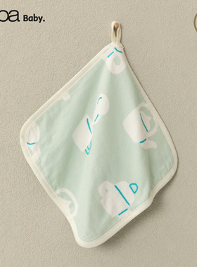 【新品】papa爬爬四季男女宝宝可爱方巾婴儿竹棉柔软贴肤口水巾