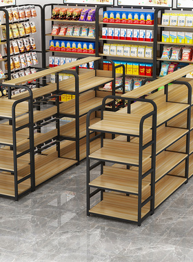 中岛柜超市货架置物架文具双面展柜便利店零食陈列架化妆品展示架
