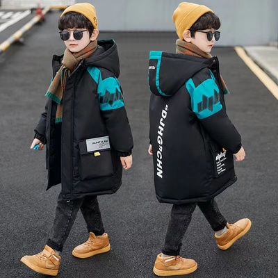 男童棉服冬季加厚中长款棉袄