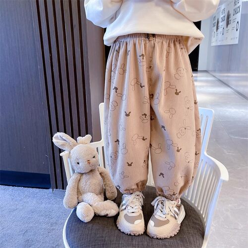 女童长裤春秋款宽松卫裤灯芯绒