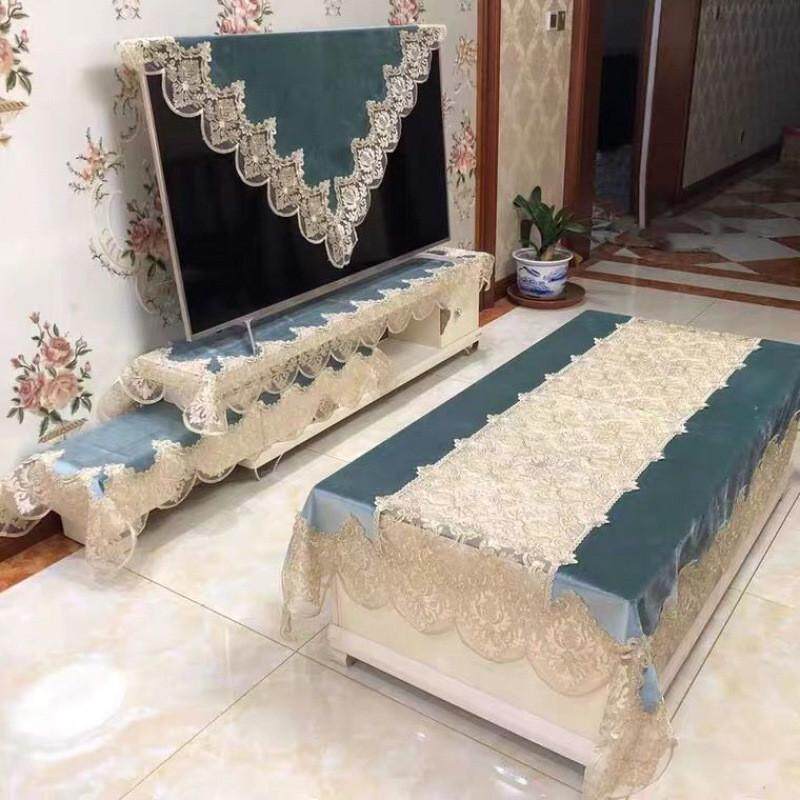 欧式桌布金丝绒布艺茶几蕾丝客厅家用长方形防尘罩正方角几台盖布