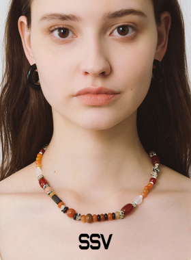 SSV敦煌系列玛瑙木珠混石串珠项链 轻奢小众高级感锁骨链