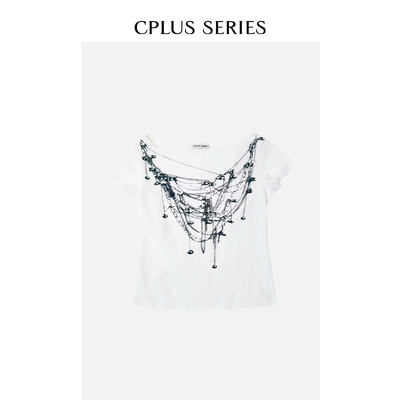 CPLUS堆叠项链印花短袖t恤