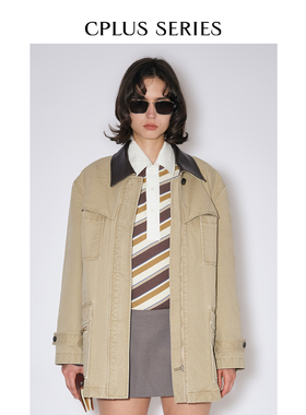 秋冬新品【CPLUS SERIES】水洗真皮翻领多口袋夹克