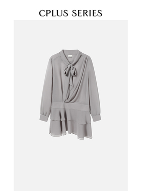 【CPLUS SERIES】半透飘带荷叶摆连衣裙