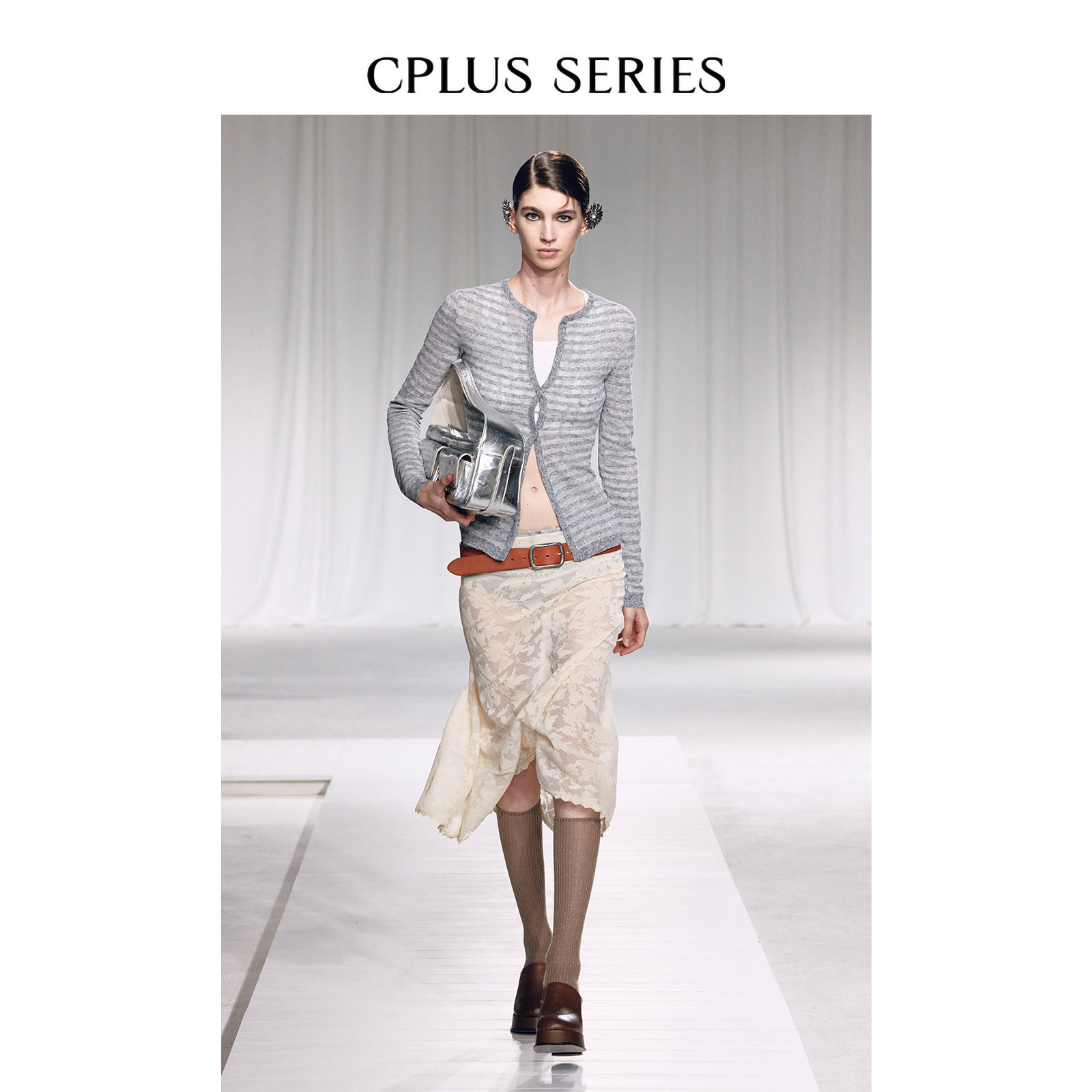 【张婧仪同款】CPLUS SERIES 秋冬新品 条纹提花针织开衫