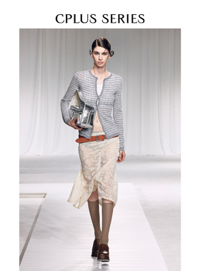 秋冬新品张婧仪同款 【CPLUS SERIES】条纹提花针织开衫