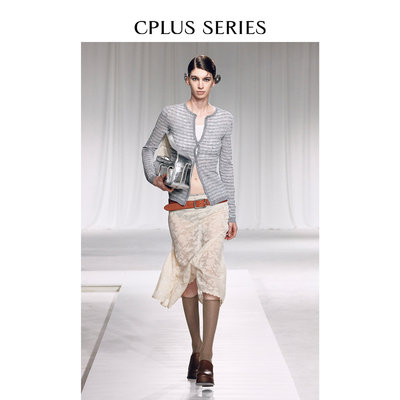 【张婧仪同款】CPLUS SERIES 条纹提花针织开衫