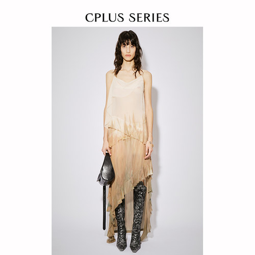 【迪丽热巴同款】CPLUS SERIES 女士多层荷叶边吊带连衣裙子