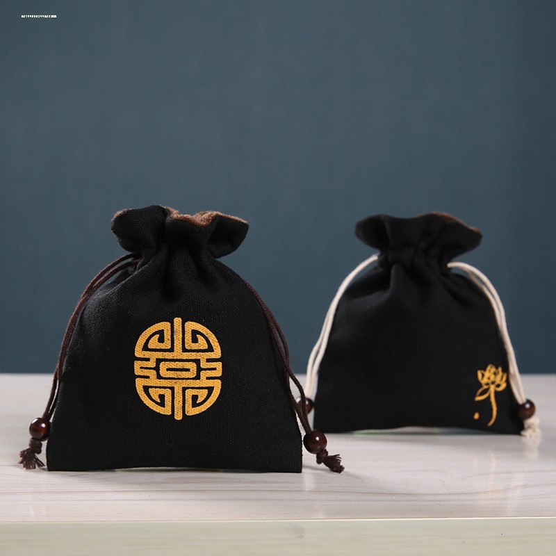 古代荷包绣花钱袋绣锦囊蓝色束口小袋子中国风布袋子收纳袋盘珠