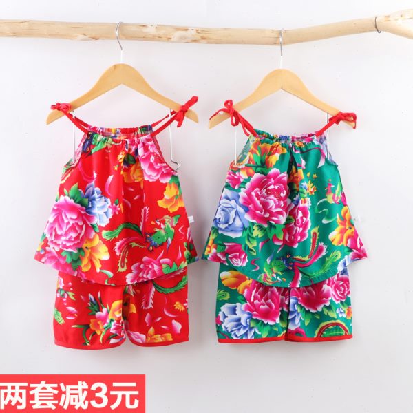 2岁大花婴儿服宝东北1岁女儿童绵绸睡衣网红男宝夏装套装夏装衣