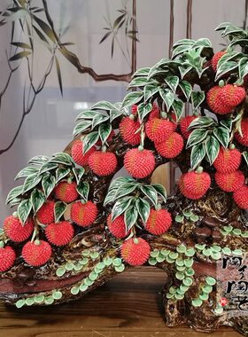 陶瓷工艺品  石湾公仔  荔枝摆件  满堂红  生意兴隆
