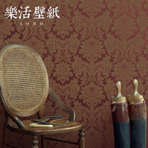 原装纯纸进口欧式奢华红色大马士革墙纸法式卧室客厅电视背景壁纸