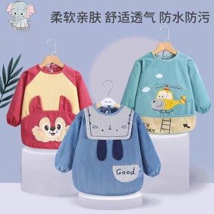 上罩棉儿童护岁以反防水衣3婴儿吃饭衣穿衣灯芯绒围裙含宝宝围兜