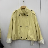 双排扣PU皮风衣外套 百搭立领短款 艾熹尔26 1157欧洲站2026春时尚