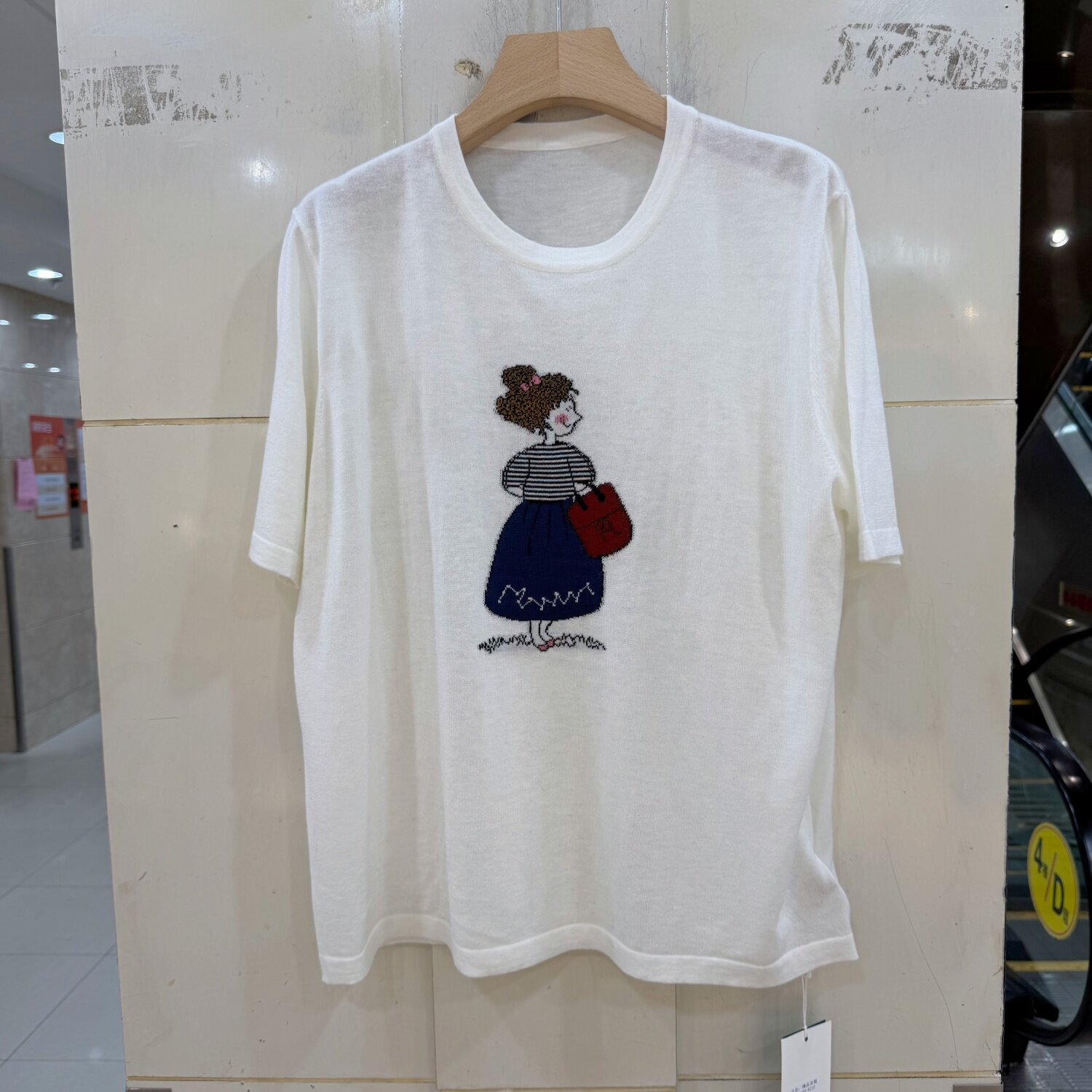 180-8210欧洲站2026秋卡通刺绣小女孩圆领百搭短袖绵羊毛针织上衣