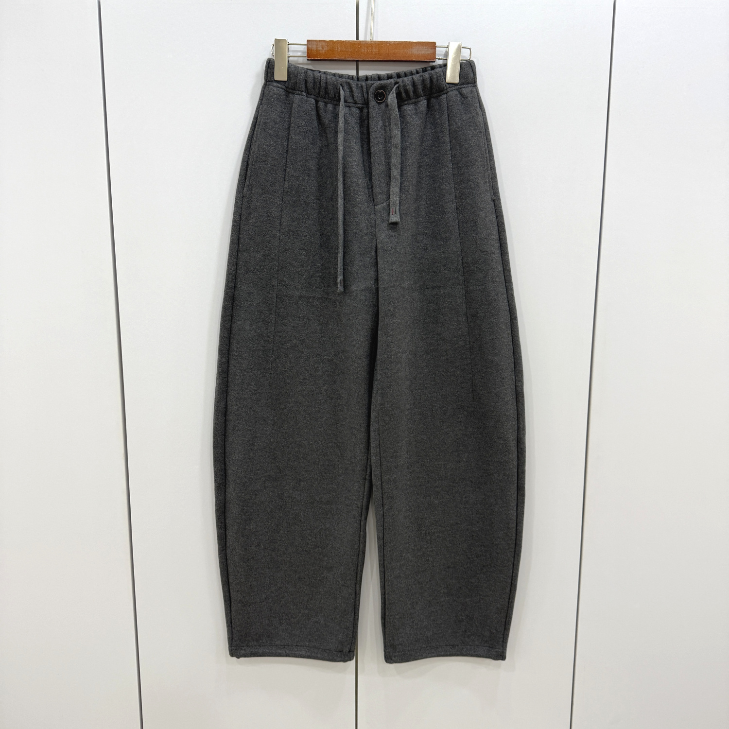 FD-1529欧洲站25秋冬时尚抽绳松紧高腰醋酸绵羊毛休闲宽松弯刀裤