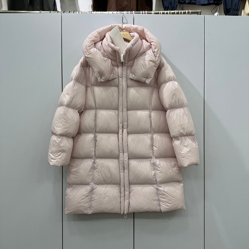 9633欧洲站25冬时尚百搭连帽宽松显瘦中长款泡芙亲肤白鹅绒羽绒服