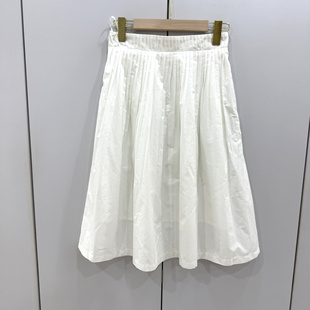 851 欧货高腰A字半身裙百搭显瘦侧拉链松紧高腰压褶中长裙春 2019