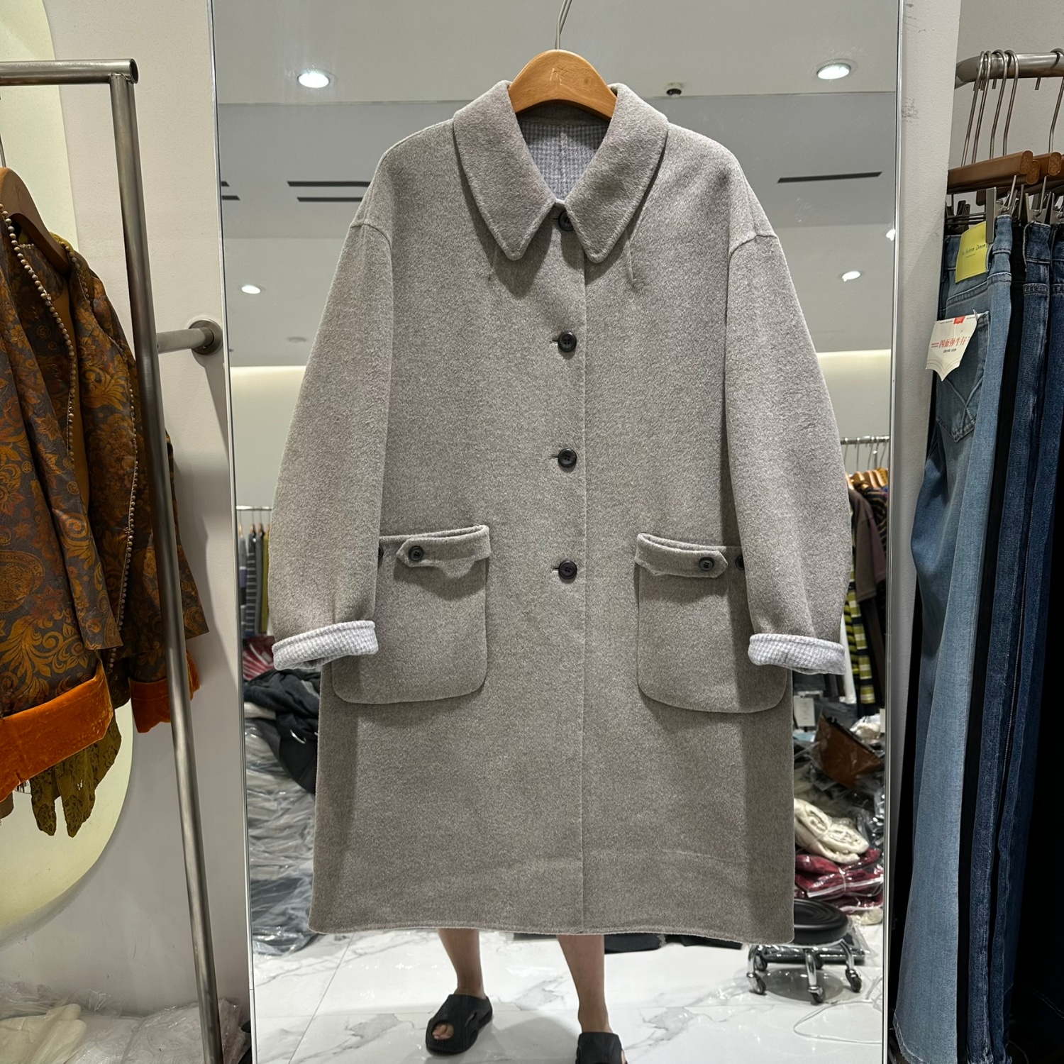 777-K659/K659B欧洲站2025秋高端时尚气质单排扣羊绒羊毛双面大衣