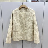 KS816欧货26春时尚 圆领单排盘扣重工钉珠刺绣百搭棉麻国风外套女