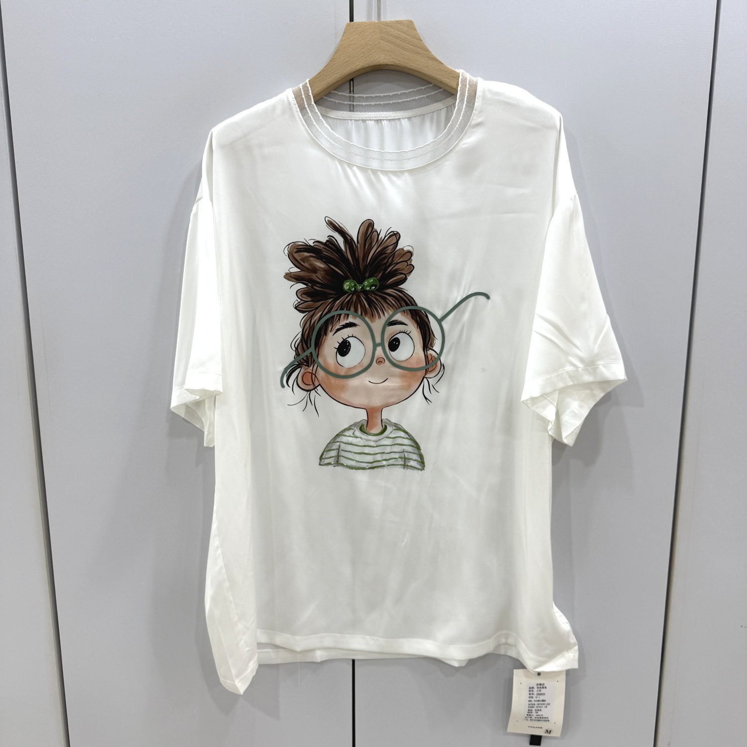 依依莱客26893 欧洲站26夏款时尚韩版卡通风人物印花宽松显瘦T恤